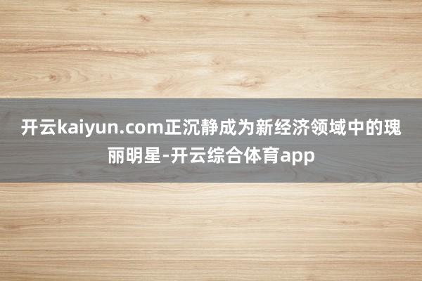 开云kaiyun.com正沉静成为新经济领域中的瑰丽明星-开云综合体育app