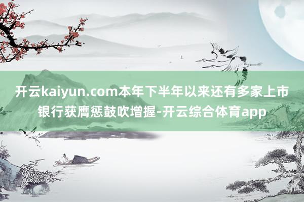 开云kaiyun.com本年下半年以来还有多家上市银行获膺惩鼓吹增握-开云综合体育app