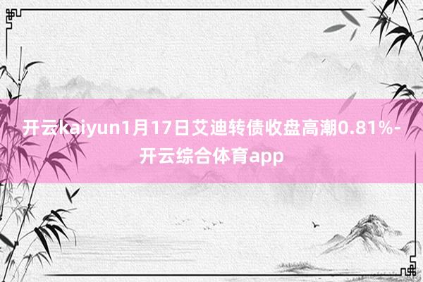 开云kaiyun1月17日艾迪转债收盘高潮0.81%-开云综合体育app